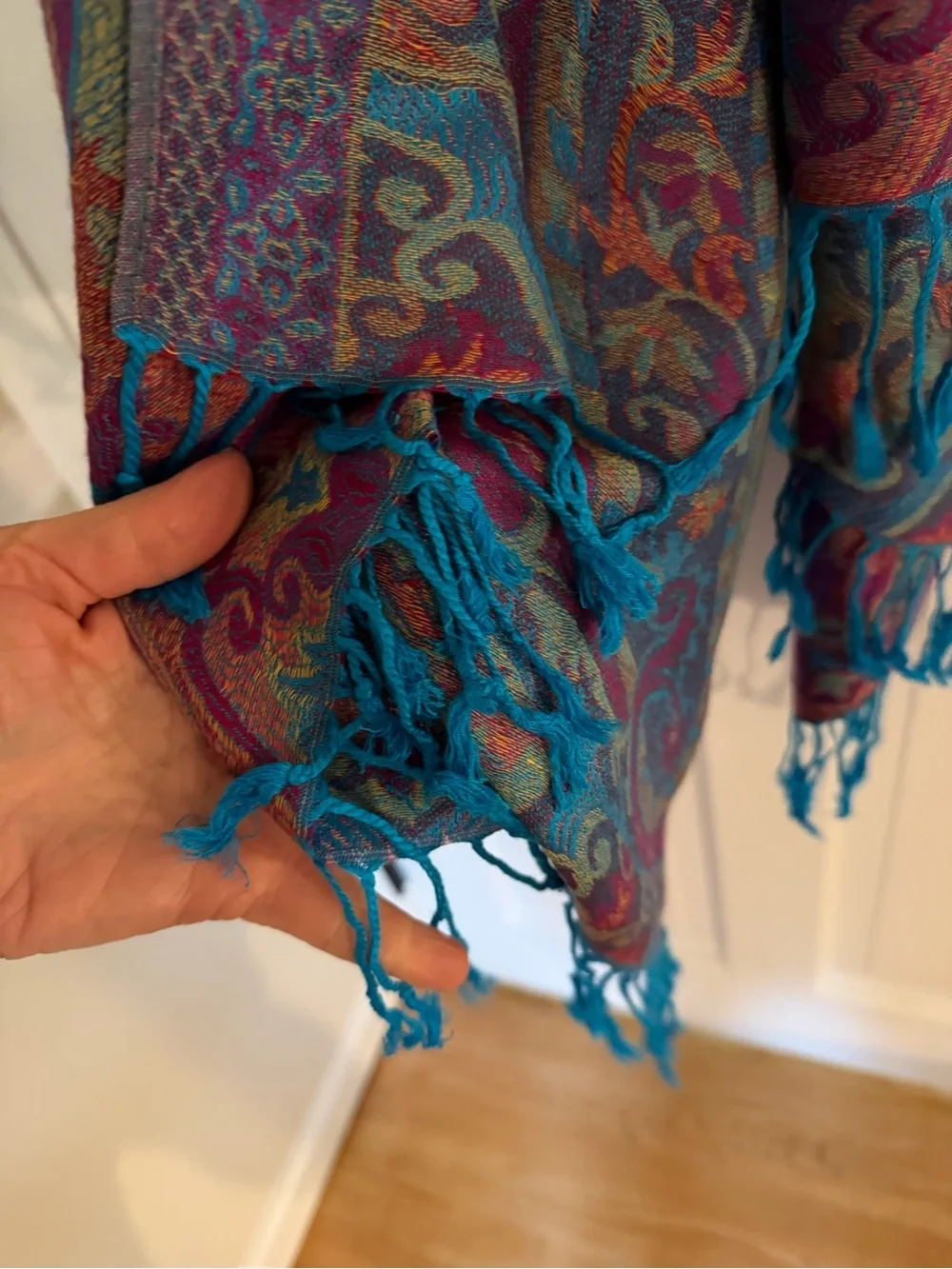 Pashmina Turquoise & Purple Paisley Scarf